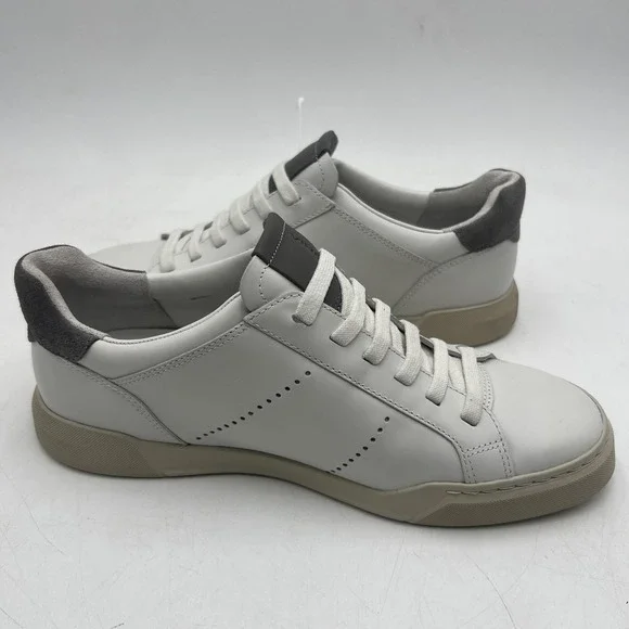 Vince Mercer Shoes Mens 7.5 White Gray Leather Low Top Casual Sneakers Classic - Picture 5 of 10